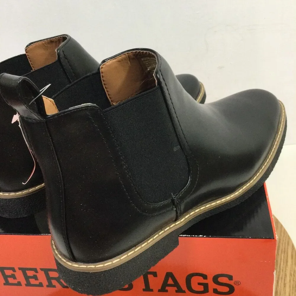 Deer Stags Mens Rockland Chelsea Boots Pull-On Leather Black Size 13M NWB
